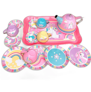 14Pcs Unicorn Metal Tea Set For Kids